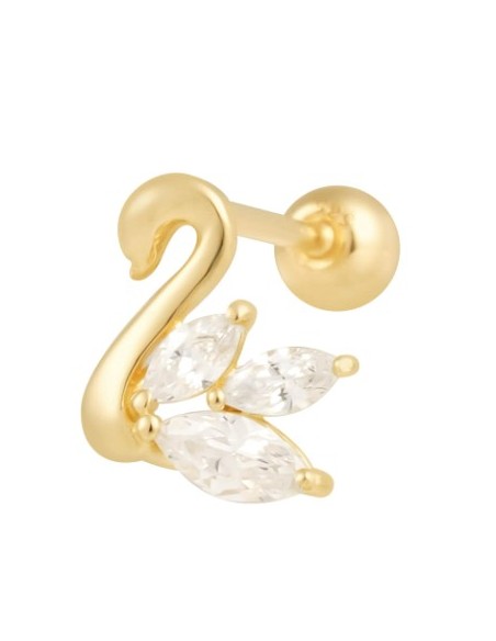 Piercing cisne circonitas oro de 14K