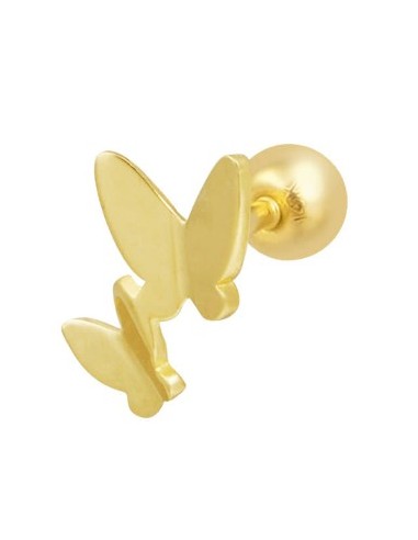 Piercing dos mariposas oro de 14K