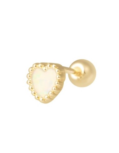 Piercing corazón ópalo sintético oro de 14K