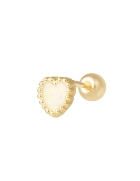 Piercing corazón ópalo sintético oro de 14K