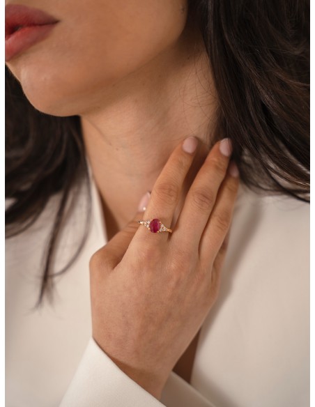 ANILLO DIAMANTES Y RUBÍ ORO DE 18K