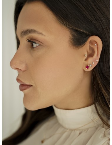 PENDIENTES RUBI ORO AMARILLO 