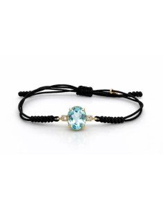 Pulsera de oro 9K  y cordón negro ajustable