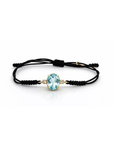 Pulsera de oro 9K  y cordón negro ajustable