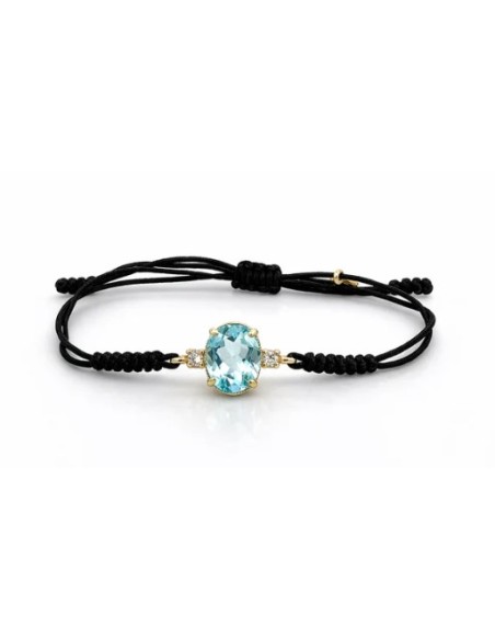 Pulsera de oro 9K  y cordón negro ajustable