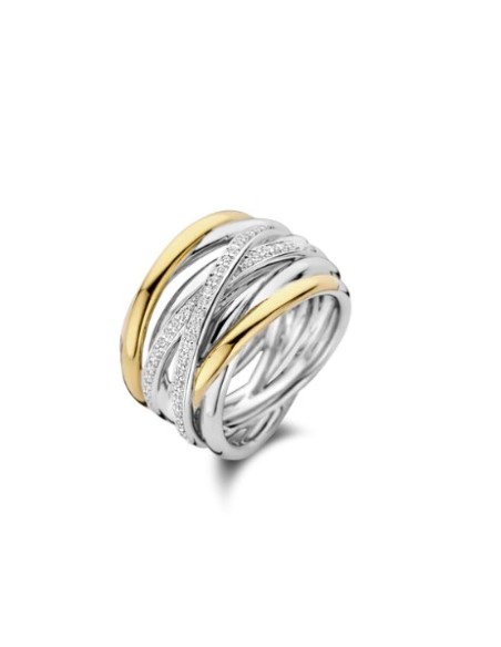 Anillo Entrelazado en Plata, Oro y Circonitas | Movimiento y Brillo

