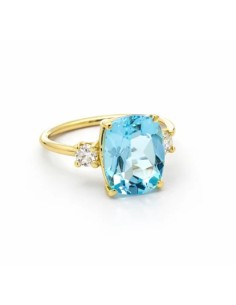 Anillo octogonal topacio y circonitas oro 9k