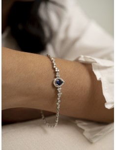 0.72CT BR Pulsera zafiro oro blanco de 18k