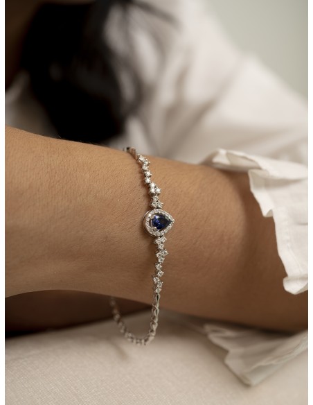 0.72CT BR Pulsera zafiro oro blanco de 18k
