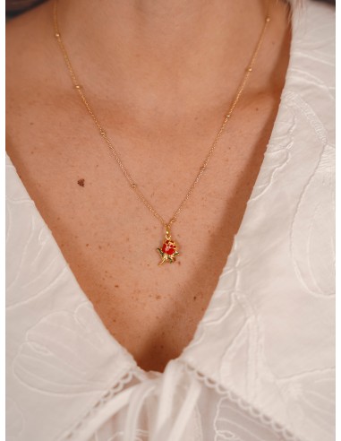 COLGANTE ROSA ROJA ORO AMARILLO DE 18K