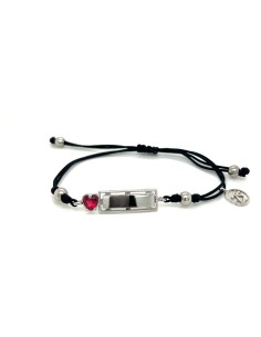 PULSERA PLACA CORAZÓN ROJO PLATA DE 1ª LEY