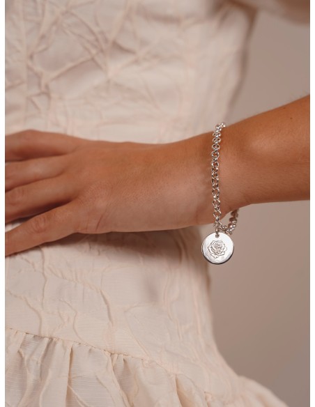 PULSERA PLACA ROSA T'ESTIMO PLATA