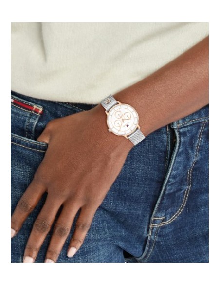 Reloj Tommy Hilfiger mujer bicolor con correa metálica y esfera cuadrada
