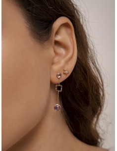 PENDIENTES LARGOS PIEDRA amatista y topacio