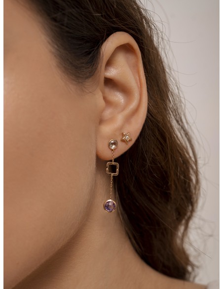 PENDIENTES LARGOS PIEDRA amatista y topacio