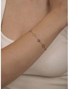 PULSERA PIEDRA amatista aiguamarina ORO 18k