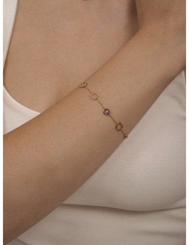 PULSERA PIEDRA amatista aiguamarina ORO 18k