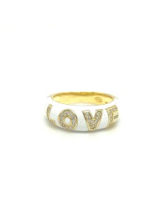 ANILLO ESMALTE BLANCO LOVE ZN PLATA CHAP DE 1ª LEY