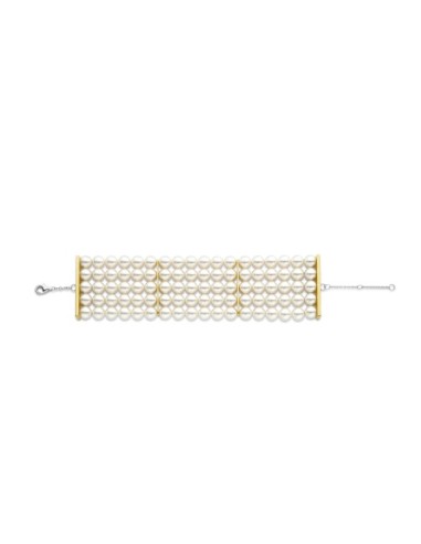 Pulsera Brazalete Dorado con Perlas | Clásico Renovado con Elegancia