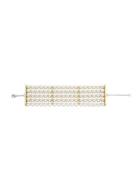 Pulsera Brazalete Dorado con Perlas | Clásico Renovado con Elegancia