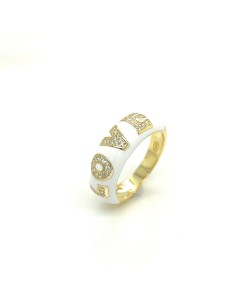 ANILLO ESMALTE BLANCO LOVE ZN PLATA CHAP DE 1ª LEY 2