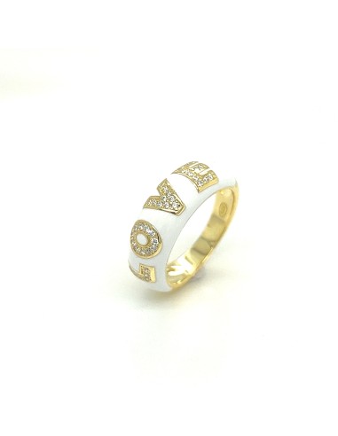 ANILLO ESMALTE BLANCO LOVE ZN PLATA CHAP DE 1ª LEY
