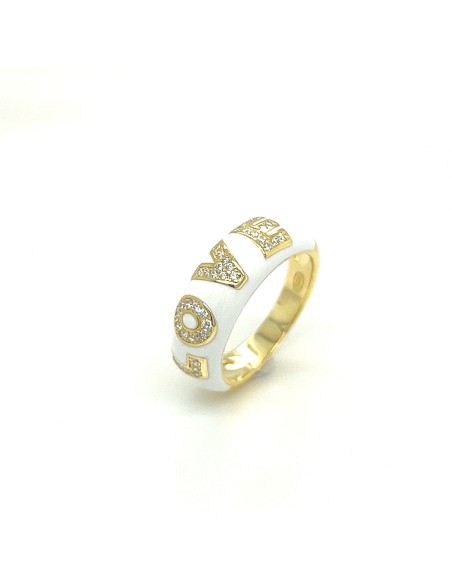ANILLO ESMALTE BLANCO LOVE ZN PLATA CHAP DE 1ª LEY