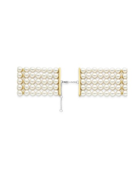 Pulsera Brazalete Dorado con Perlas | Clásico Renovado con Elegancia