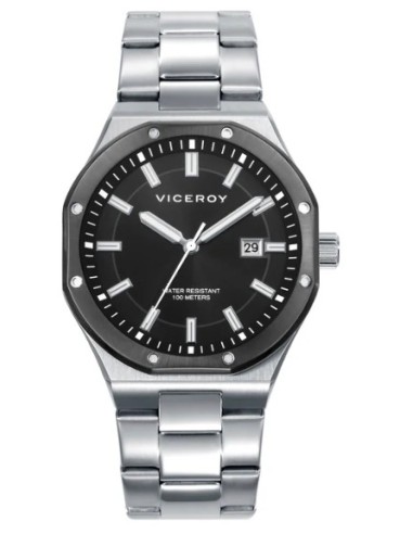 RELOJ ACERO IP NEGRO BRAZALETE SR VA