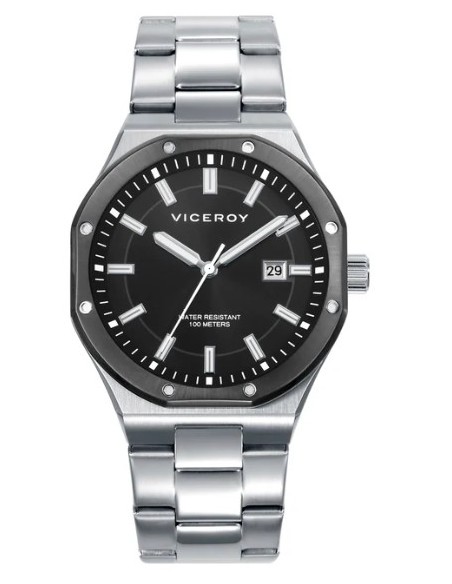 RELOJ ACERO IP NEGRO BRAZALETE SR VA