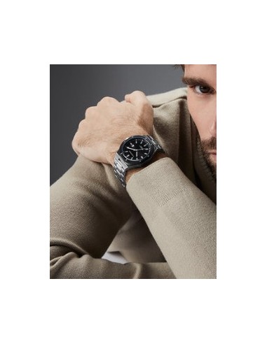 RELOJ ACERO IP NEGRO BRAZALETE SR VA